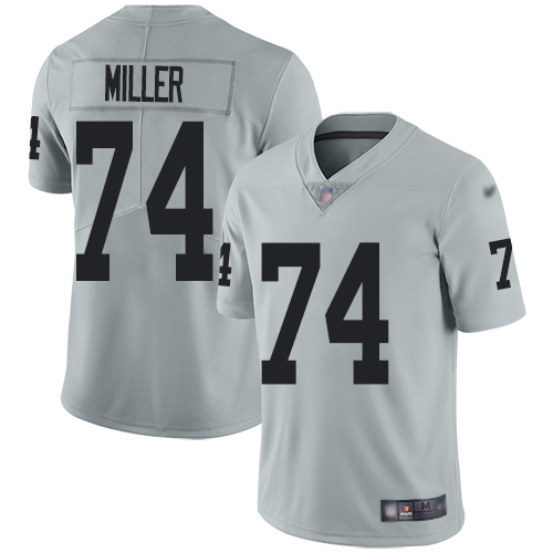 Men Oakland Raiders Limited Silver Kolton Miller Jersey NFL Football #74 Inverted Legend Jersey->oakland raiders->NFL Jersey